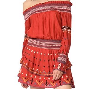 Red Carter Calla Embroidered Dress
